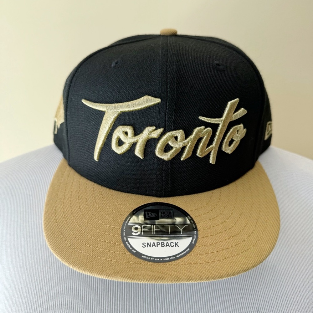 New Era Toronto Raptors Snapback Hat Mens NBA Cap Embroidered Black Gold Gift